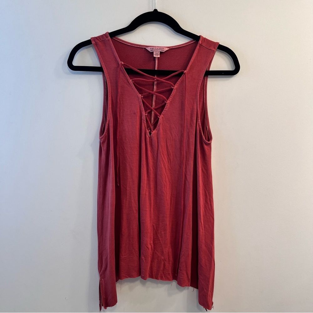 American Eagle Soft & Sexy Gray Corset Laced Tank